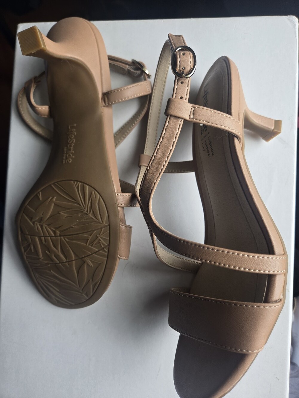 Life Stride Nude Strappy Slingback Heels - Picture 3 of 6